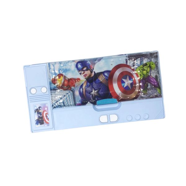 Multifunctional Jumbo Dual Side Magnetic Pencil Box (Captain America)